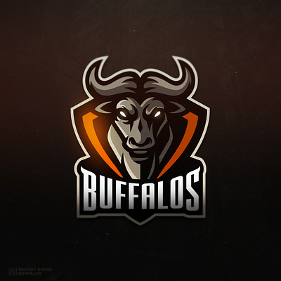 Buffalos africa animal buffalo buffaloes bull dmitry krino horns logo mascot shield