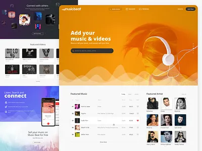 music beat Landing Page clean ui creative creative design homepage illustrations landing page minimal minimalist mobile app modern design playlist product design ui user experience design user interface design ux visual design web web design
