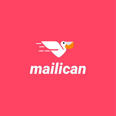 mailican email + pelican animal bird clever creative design email fast fly logo minimal pelican simple speed