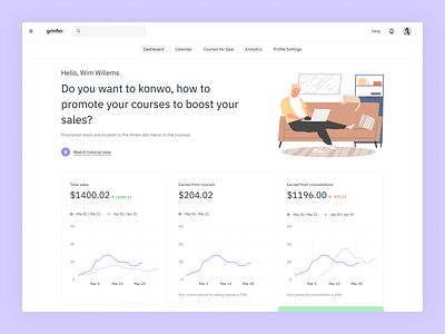 grinfer - authors dashboard. analysis analytics dashboard chart clean clean ui dashboad dashboard dashboard design design e learning graph interface platform ui ux