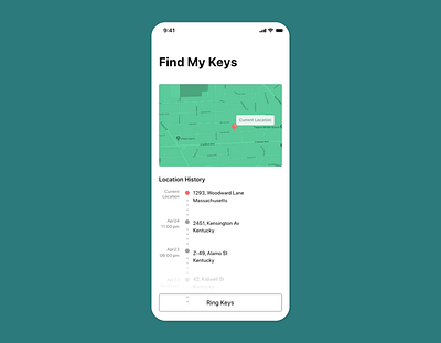 Daily UI 20 - Location Tracking app app design app ui dailyui design find my keys ios location location tracker mobile productdesign ui