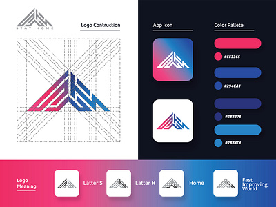 Stay Home Logo Concept (S + H) - Branding & Logo Design ambigram art branding concept covid19 design gradient h icon identity illustration logo minimalist logo modern logo monogram s stay home symbol vector