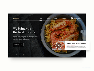 Prawnhub - Buy Prawns Online adobe xd conceptual design designer desktop site design ui design uidesign uiux user interface design web design website concept website design