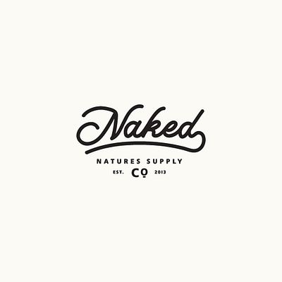 Naked supply co, badge branding custom font design illustration logo nature retro script lettering typographic logo typography