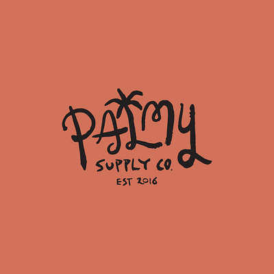 palmy logo branding brush font handdrawn type handlettering illustration ink logo patch surf typographic logo typography