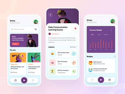 Online Course App android app appdesign clean course dashboard design ios learning mobile app mobile ui ui ux
