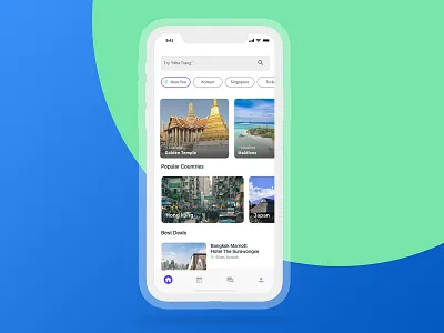 Travel layout. app branding flat minimal mobile ui ux vector website