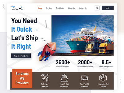 Shipping & Transportation Company Web Ui cargo cargo tracking clean courier delivery hero section logistics logistics company minimalist modern package ship shipping shipping container transport transportation ui user interface web web ui design