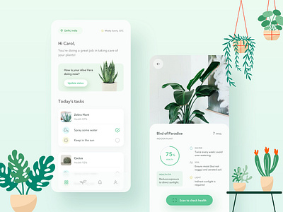 Plant Care App app design plant care plant health plants ui uidesign ux uxdesign visual design