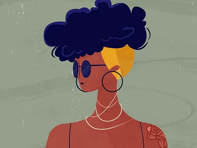 Curly afro afro hair artwork charachter character concept color curly curly hair cute digitalart illustration pastels tattoo