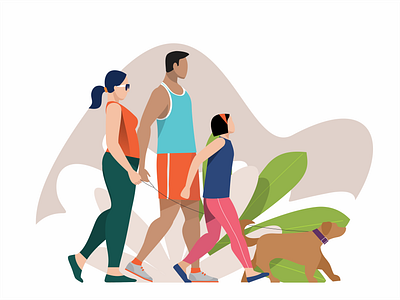 Morning walk digital flatcolors illustraion vector