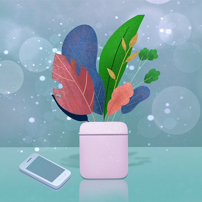 vactor digital flower illustration phone vactor vase