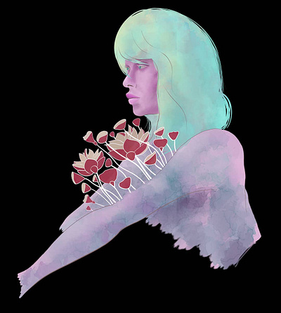 I Wandered Lonely as a Cloud art blue cover drawing drawingart flowers girl painting green illustration painting pink watercolor watercolor art watercolor illustration watercolors watercolour