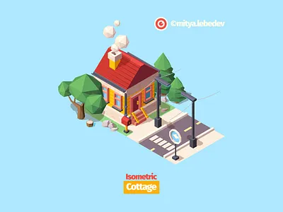 Vector Isometric Cottage #1 adobe illustrator art city cityscape colorful cottage game design home house illustraion inspiration isometric isometry product project road rock trees vector vector art