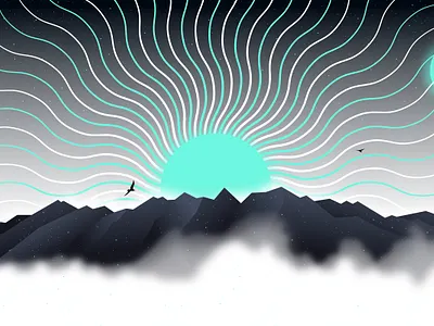 Cloud Mountain adobe adventure design illustration minimal mountains neon retro sunset utah vector