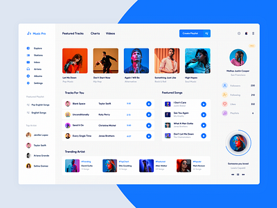 Music Pro App blue dashboard dribbble gridlab music music app music dashboard music player music player app music player ui trending