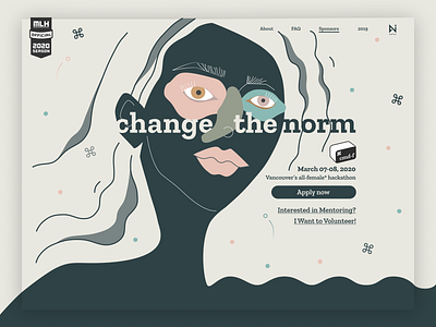 All Female* Hackathon Landing Page 2020 cmd f female graphic design hackathon illustration mlh ubc ui vancouver vector webdesign women women empowerment