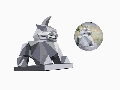 Marble Lion Statue 3d art beijing campus daxue illustration illustrator lion peking retraced statue triangle university