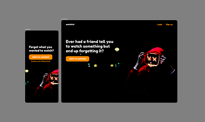 Watchlist Mockup design landing page typography ui web
