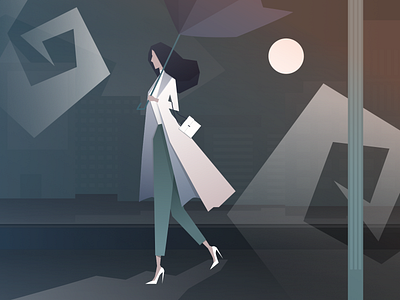 MIDNIGHT WALK affinity designer art artwork city concept design digitalart digitalgraphic graphic graphicdesign illustration illustrations illustrator illustrator art night picture poster project woman woman illustration