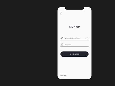 Sign up Screen dark theme login mobile registration signup ui