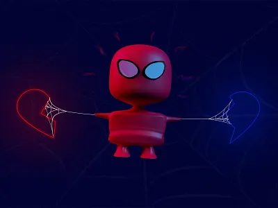 Spidy 2.82 blender blender3d blue cartoon comics dc drawing hero illustration illustrator lovely marver mascot model photoshop red texture