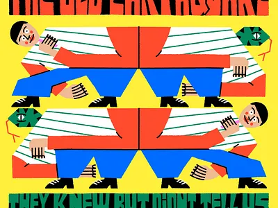 The Old Earthquake abstract color design hand drawn human humor illustration midcentury midcentury modern music shapes snake typography weird