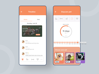 Pet care app careers cats design dog orange pet pets ui ux