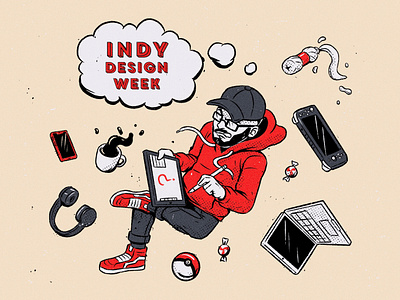 Indy Design Week 2020 - Illustration Throwdown candy cartoon character design coffee comic design drawing hoodie illustration ipad pro iphone macbook pro nintendo nintendo switch pokeball pokemon vans videogames water word bubble