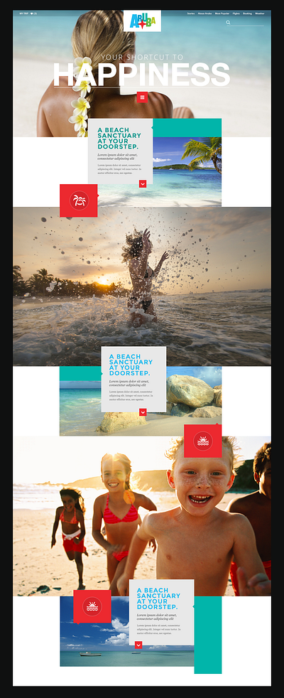 Aruba 'Shortcut to Happiness' design interactive interface typography ui website