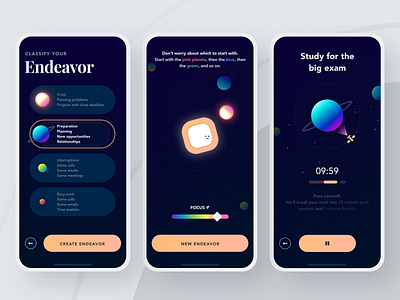 Solar Task Manager | 2 app branding clean colorful dark theme design education ios iphone minimal mobile mobile app mobile application simple space task manager tool ui ux