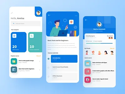 Online Course Mobile App app clean course design gradient ios learning app minimalist mobile mobile app online profile simple typography uidesign vector
