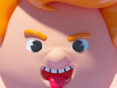 Super Zoom 3d c4d character illustration