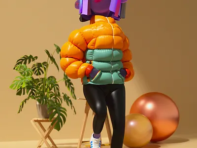 Jacket 3d c4d character illustration marvelous designer