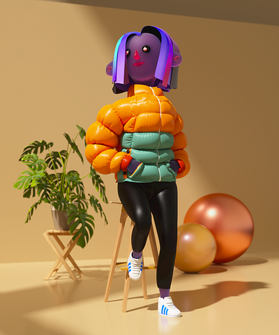 Jacket 3d c4d character illustration marvelous designer