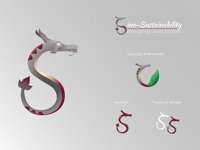 YGS logo - Sino-Sustainability branding china design dragon global gradient grey illustration illustrator leaf logo paper cut red sustainability sustainable symposium typography vector yenching