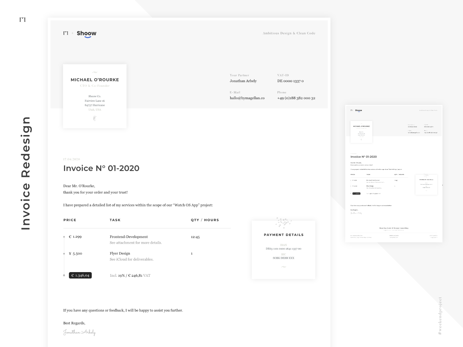 Example of Freelancer Invoice Redesign