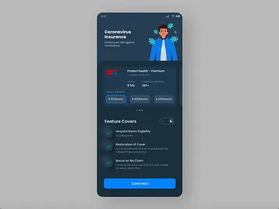 Corona virus insurance App app coronavirus covid19 design dribbble inspiration insurance app interaction design ios micro interactions product design trend ui ux web