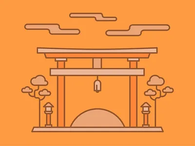 Torii Sunset branding elegant graphic design japanese art logo minimal monoline monolinear vector