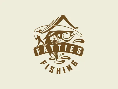 Fish Hunter Logo branding creative creative design elegant fishing fishing boat fishing logo fishing rod flat food logo professional typography vector
