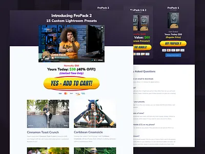 FroPack 2 cro froknowsphoto lander landing landing page design landingpage lightroom lightroom presets photoshop presets product lander product page sales letter sales page shopify web web design web design and development webdesign website