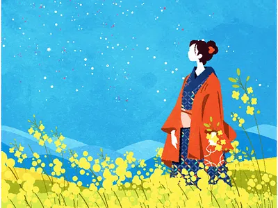 Nanohana character design flat illustration illustrator nature nature illustration skyline texture vector