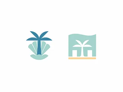 Beach villas collection logo beach branding house logo mediterranean minimalist ocean palm pearl residence sea shell shop store tourism travel villa wave