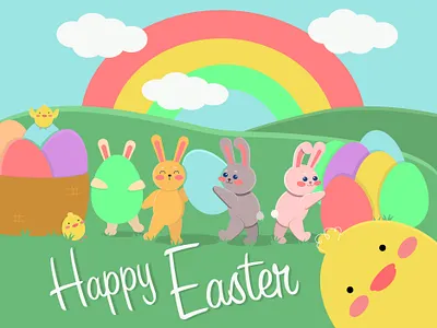 Открытка Happy Easter animation app design logo minimal typography ui ux vector web