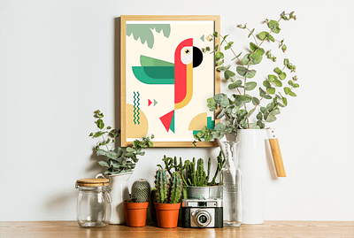 GEOMETRIC POSTER | PARROT branding design flat geometric geometry illustration indesign layout minimal parrot photoshop poster poster design print design vector