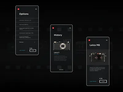 Leica film camera app camera card clean film history leica magazine mobile app mobile design mobile ui open redesign ui ux web app
