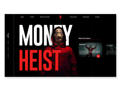 Money Heist Homepage Design lacasadepapel moneyheist movie netflix poular series trending ui ui design uiux userexperience userinterface ux design webdesign webdesigner webdevelopment