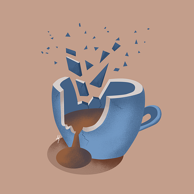 Broken Cup | Textured Vector Illustration branding broken cup design digital art digital illustration grain texture illustration illustrator illustrator art illustrator cc illustrator design illustrators minimal photoshop photoshop art texture vector