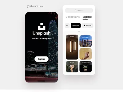 Unsplash App design design dribbble figma mobile shrutiuiux ui uidesign ux uxdesign vector