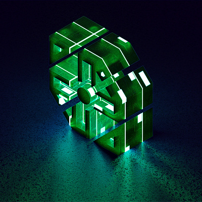 Sci-Fi Orpetron logo 3d blender design isometric logo orpetron